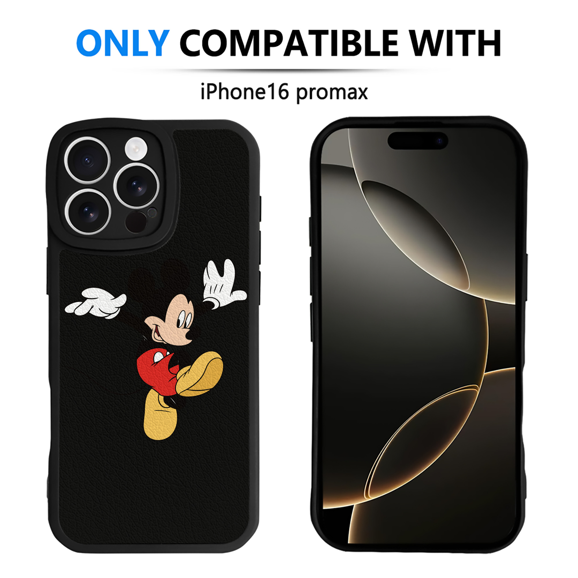 （画像用） ミッキーマウス Mickey Mouse 【iPhone 16シリーズ対応】シリコンスマホケース（レザー調） 材質：シリコン
